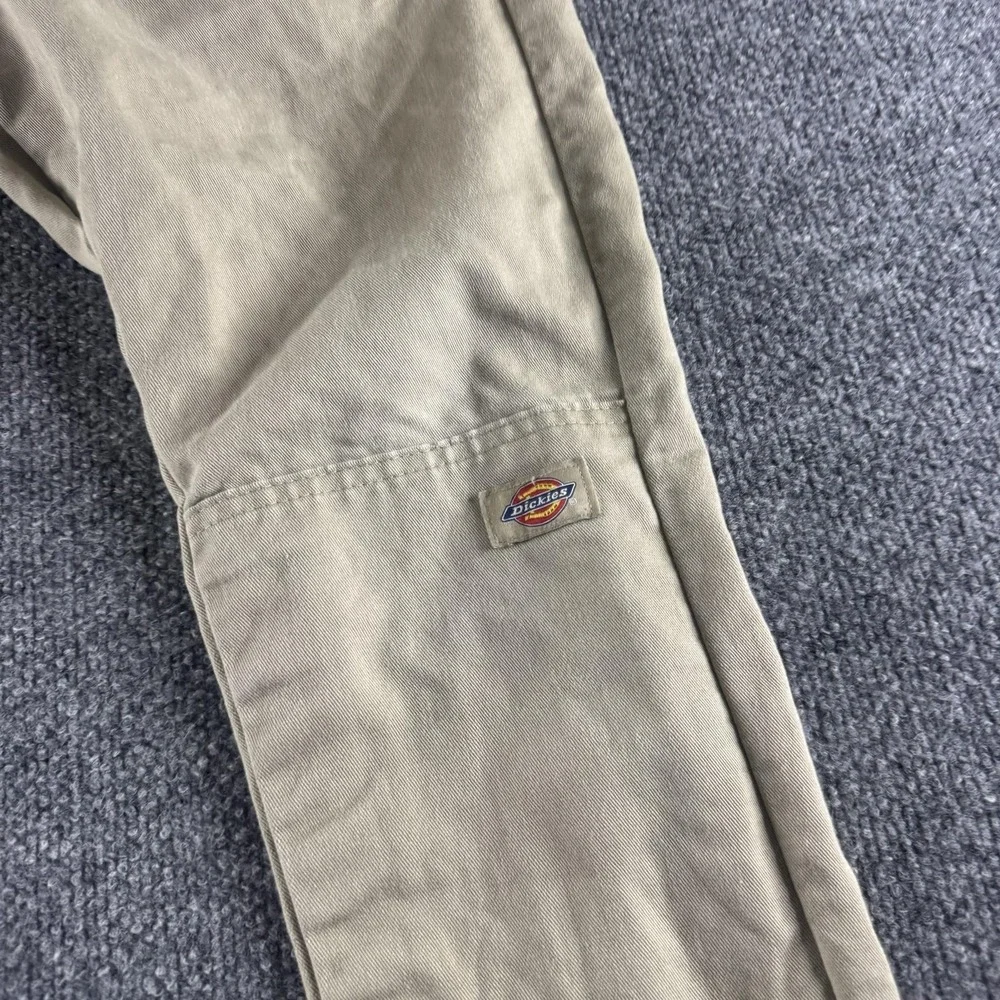 Dickies Pants Mens 32x34 Beige Skinny Straight Stretch Double Knee Workwear